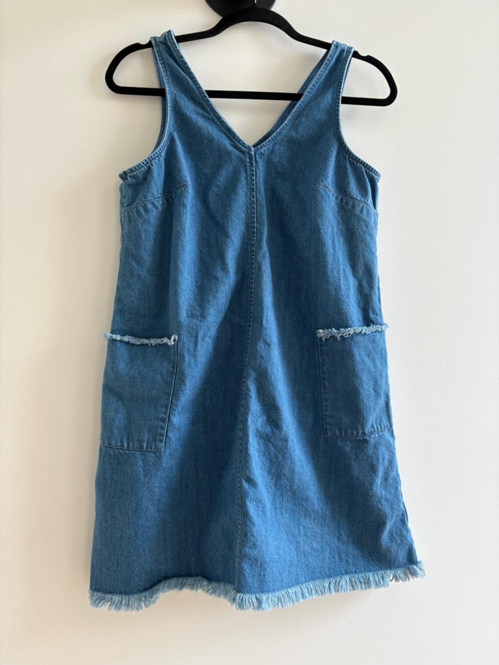Old Navy Denim V-Neck Sleeveless Pocket Dress 100% Cotton A-Line - S